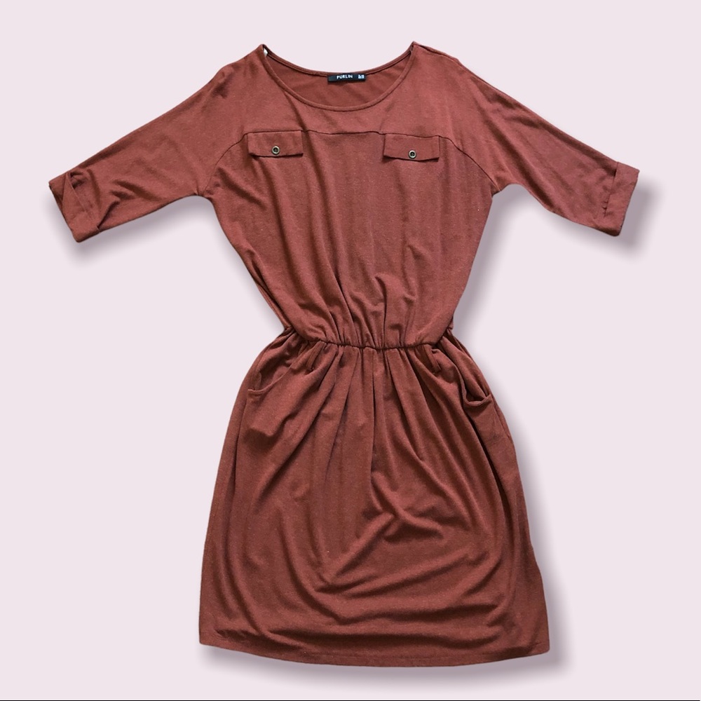 Short sleeve brown dress by Purlin